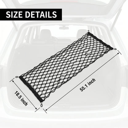 MORSUMA 55.1" x 18.5" Double Layer Trunk Cargo Net with Heavy-Duty Hooks, SUV and Sedan Storage Organizer