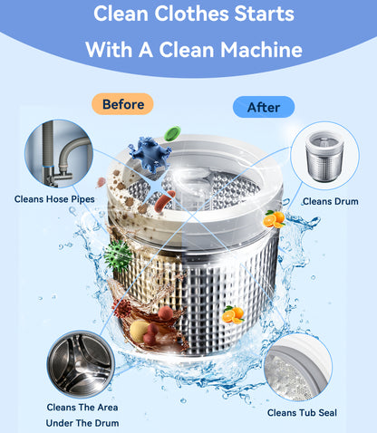 BIMZUC Washing Machine Cleaning Tablets, 30 Tablets , Deep Cleans Washing Machine Grime, Large Capacity, Orange Scent