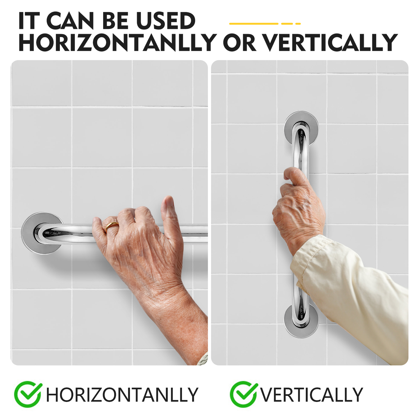 Hodvit 2 Pack 18 Inch Grab Bars for Bathtubs and Showers, Handicap Bathroom Safety Rail for Elderly, Anti Slip Shower Grab Bars Stainless Steel Shower Handle for Bathroom, Tub, Toilet, Bath (White)