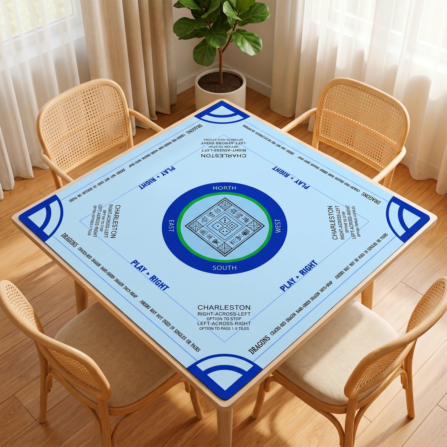 FVSA 31.5" x 31.5" Square Rubber Mahjong Mat, Non-Slip Table Cover Accessory for Family Board Games