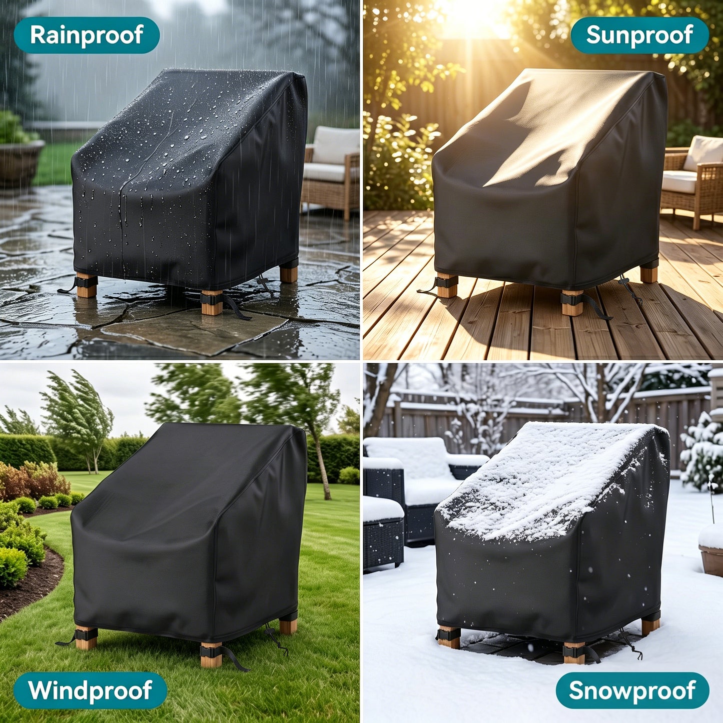 OHHANI Patio Chair Covers 2 Pack 210D Waterproof 34" W x 37" D x 36" H for Outdoor Lawn Garden Wicker Furniture