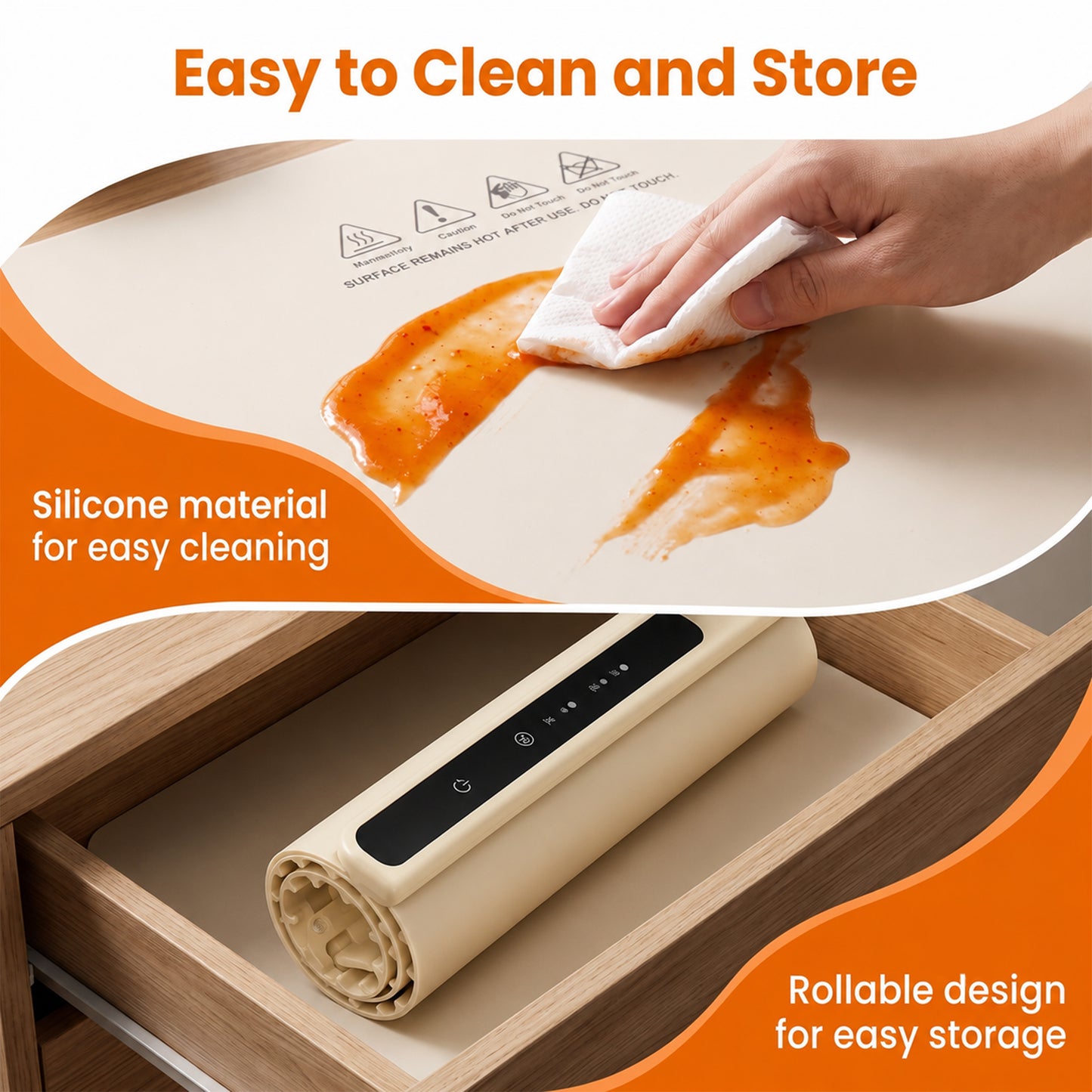 M Buder Food Warming Tray, Electric Warmer Mat, Portable Warmer for Party, Family Dinner, Residential, 3 Adjustable Temperature and Timer