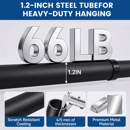 Riousery Heavy Duty Closet Rod, 17.7-67.7 Inch Adjustable Metal Closet Bar, Wall Mounted Clothes Hanging Rod, Sturdy Design, Matte Black