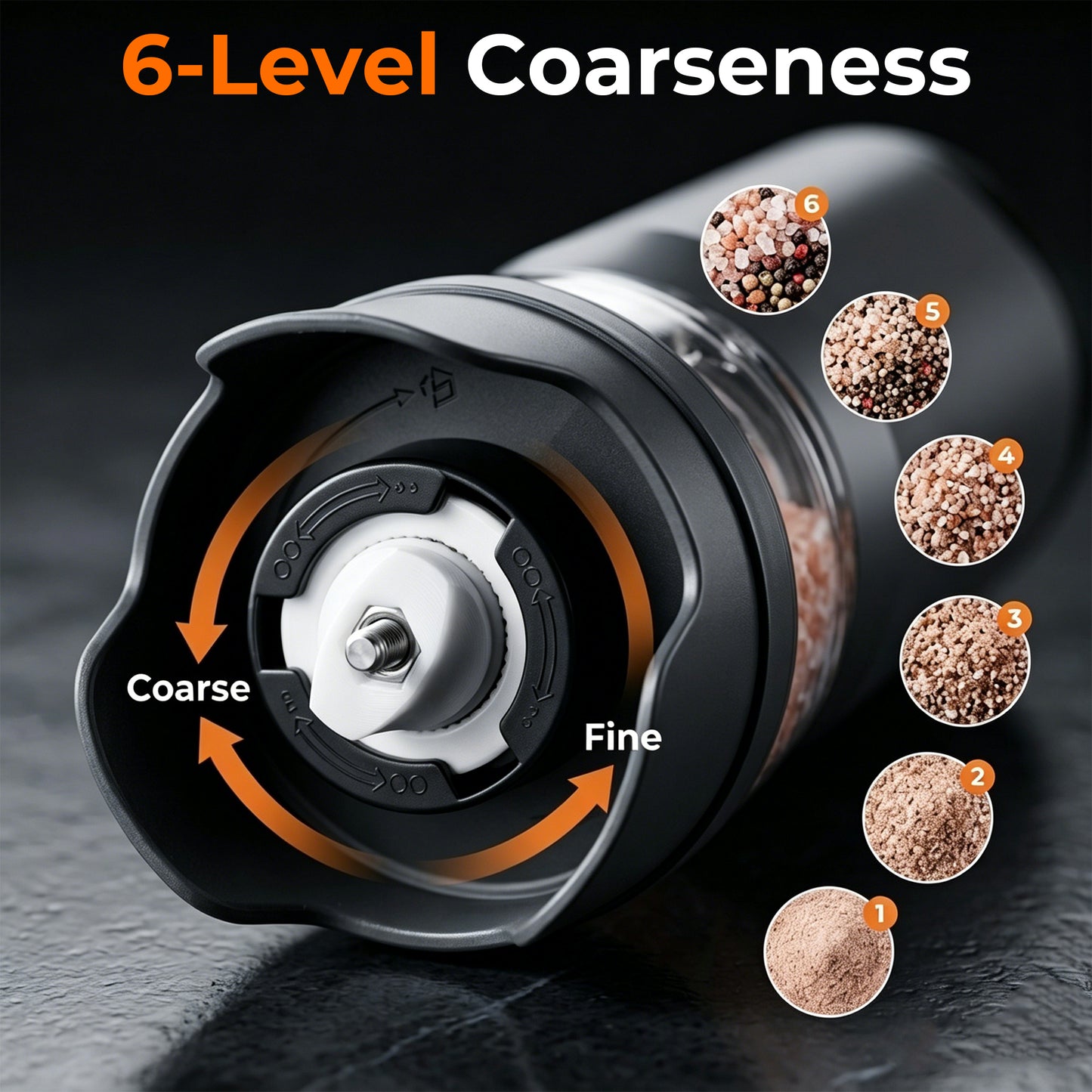 M Buder Electric Salt and Pepper Grinder Set, Rechargeable Automatic Salt Grinder and Pepper Mill with 2 Containers, Adjustable Coarseness, Gray
