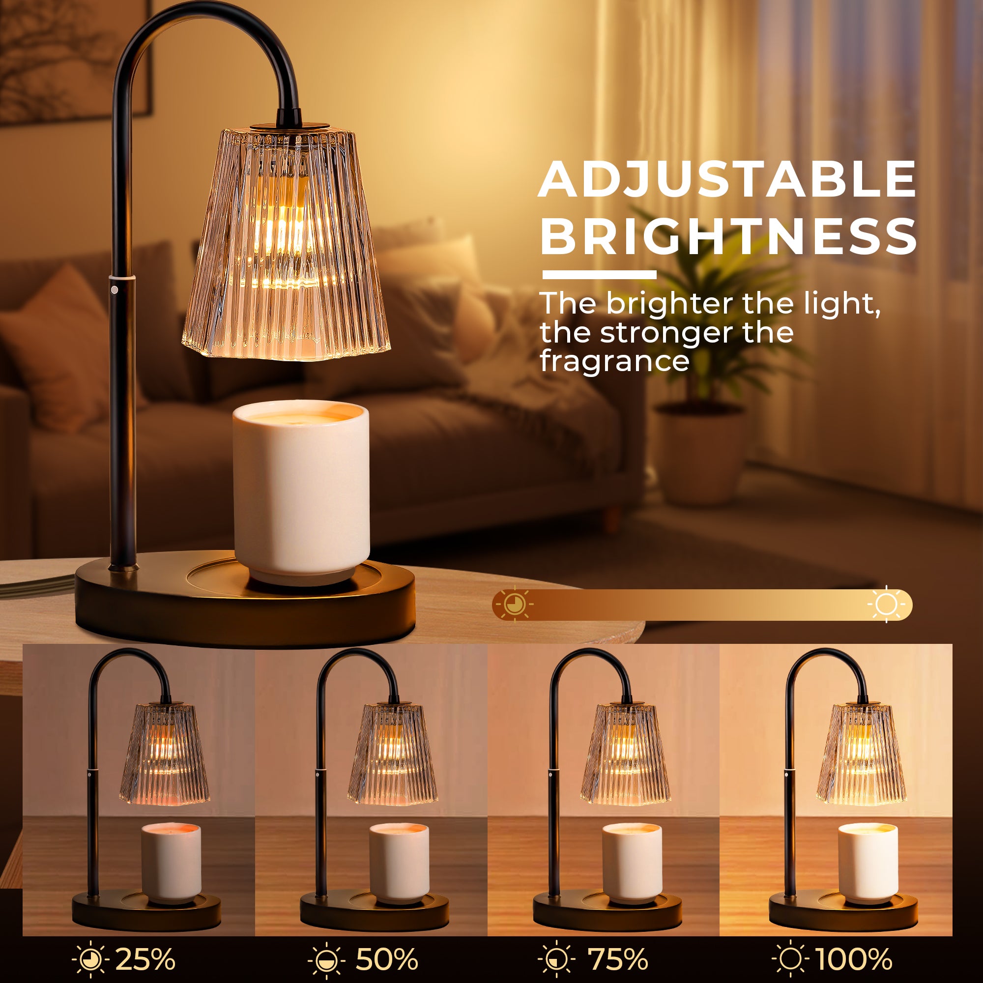 AOLIGO Candle Warmer Lamp, Tabletop with Timer and Dimmer, Adjustable Height, Flame-Free for Home Decor, Gift for Christmas