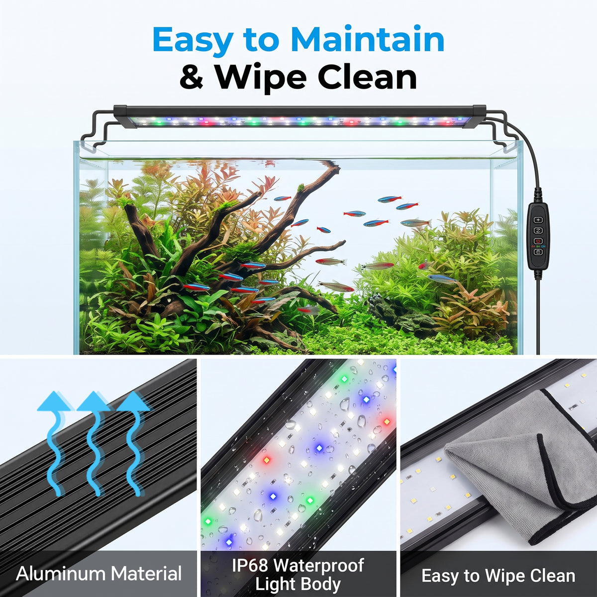 Feeray 10-Level Dimmable LED Aquarium Light with Auto Timer for Fish Tanks & Planted Aquariums