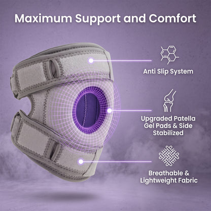 Bokyan Knee Brace, Adjustable Knee Braces Support with Patella Gel Pad & Side Stabilizers, Knee Support Sleeve for Meniscus Tear, Arthritis and Pain Relief, Men & Women