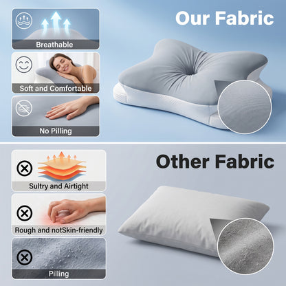 Alylo Cervical Contour Pillow for Neck Support, Fast Rebound Memory Foam Orthopedic Bed Pillow with Breathable Cover, Support for Side, Back & Stomach Sleepers