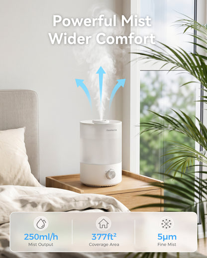 Reelexia 3L Cool Mist Humidifiers for Bedroom, Compact Tabletop Humidifier with Adjustable Mist, Night Light, Aroma Diffuser, Auto Shut-Off, White