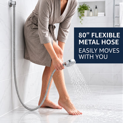 Lzsds 80-Inch 304 Stainless Steel Flexible Shower Hose with G1/2 Connection for Handheld Shower Heads, Chrome