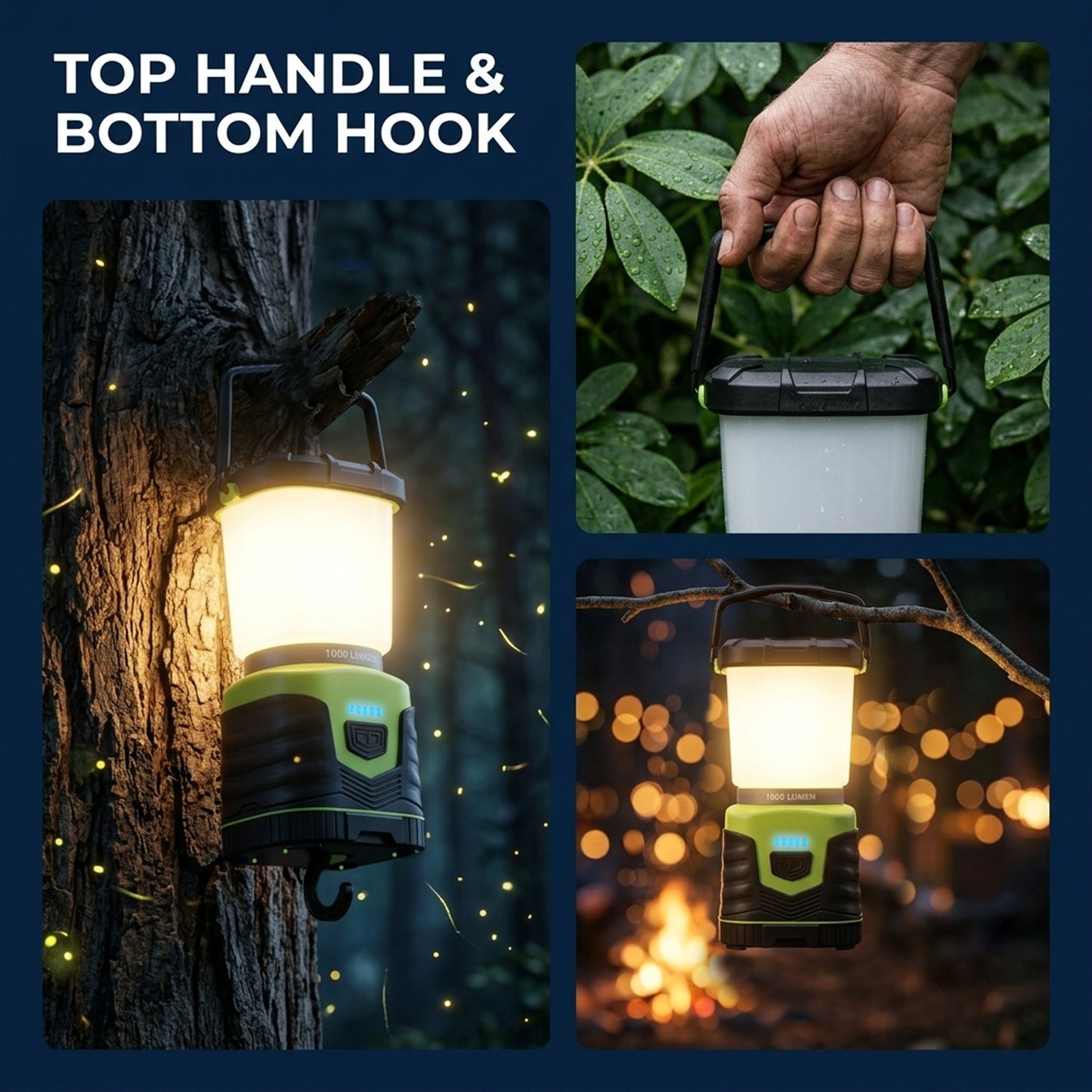 OHHANI Camping Lantern 1000LM with 5 Modes Camping Light Rechargeable for Power Cuts, Emergency Lighting, Hiking, Camping