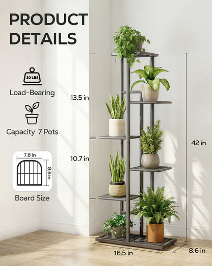OHHANI Plant Stand Indoor Outdoor Corner 6 Tier Metal Plant Shelf Patio Plant Rack for Garden Corner Balcony Living Room