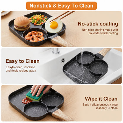 M Buder Egg Frying Pan, 3-Cup Nonstick Egg Pan , Aluminum Breakfast Skillet for Breakfast, Pancake, Hamburger, Sandwiches, Suitable for Gas Stove & Induction Cookware