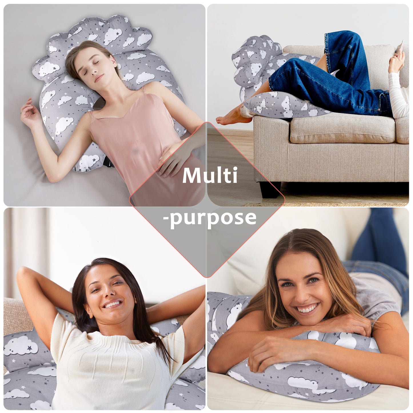 RUPOUN Nursinfg Pillow with Waist Strap for Breastfeeding, Grey