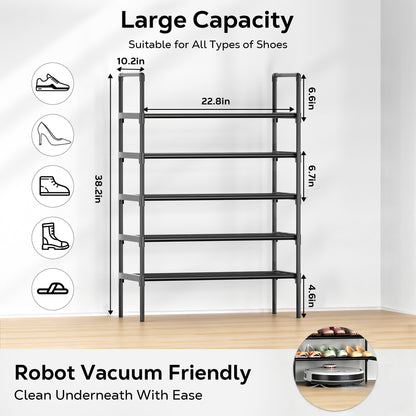WEENEED 5-Tier Shoe Rack, Closet Organizer, Bedroom Shoe Storage, Easy Assembly, Metal Rods, Holds up to 18 Pairs