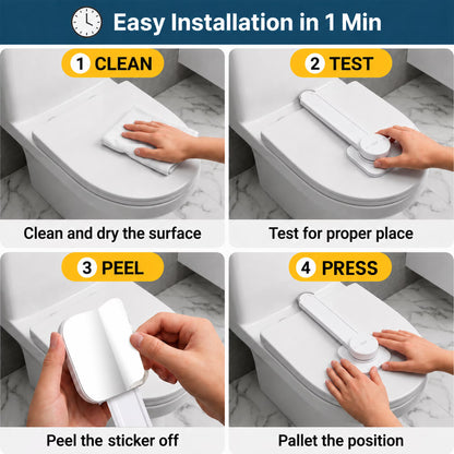 ZNQPLF White No Drill Baby Proof Toilet Lock, 2 Pack 3M Adhesive Universal Child Safety Lid Lock for Most Toilets
