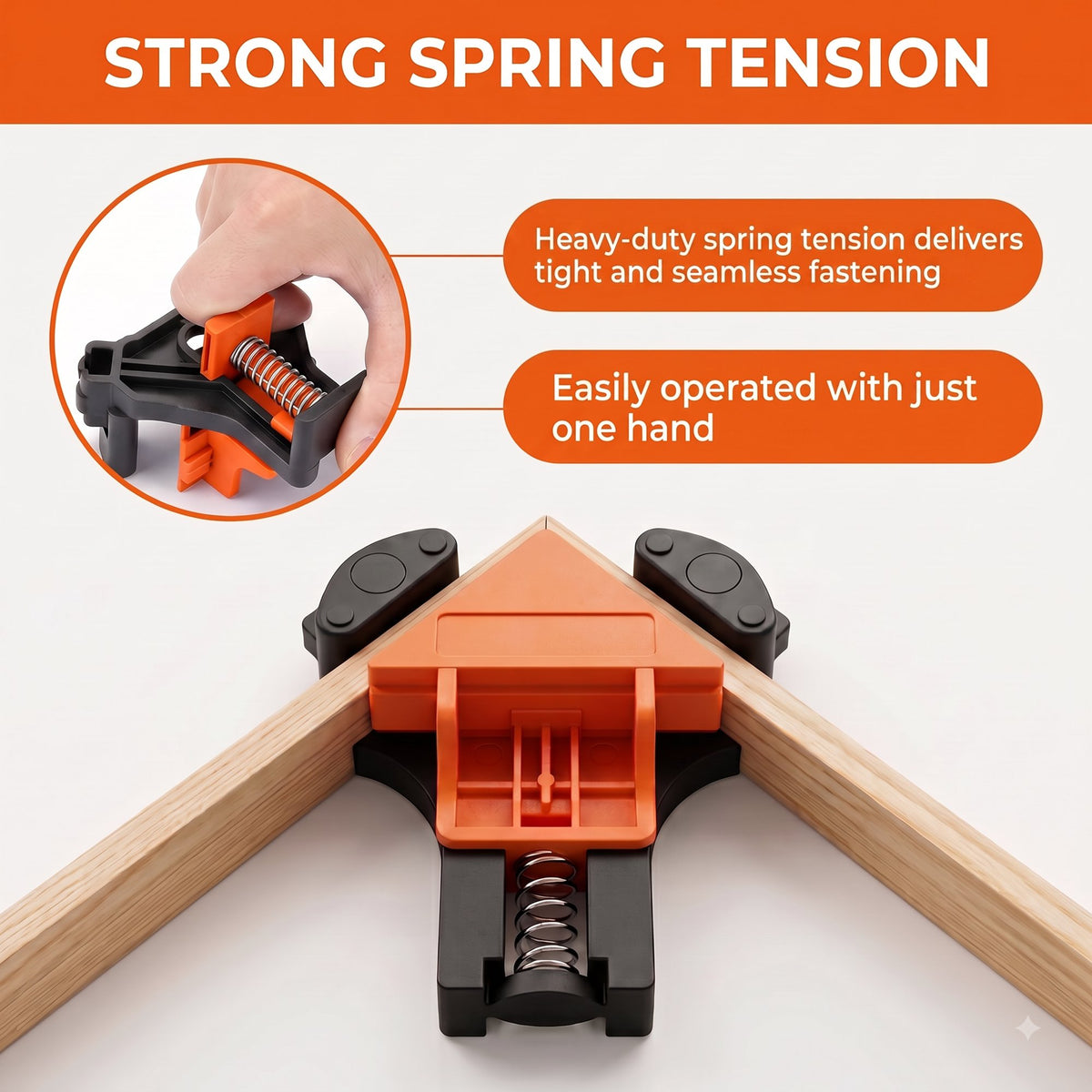 Ouneot 4‑Pack Corner Clamps, 90 Degree Right Angle Woodworking Clamps, Adjustable Spring‑Loaded Wood Clamps for Cabinet & Frame DIY Assembly