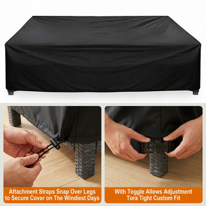 OHHANI Patio Furniture Cover, 420D Oxford 90" L x 60" W x 29" H with 4 Ajustable Buckles 100% Waterproof for Sectional Sofa