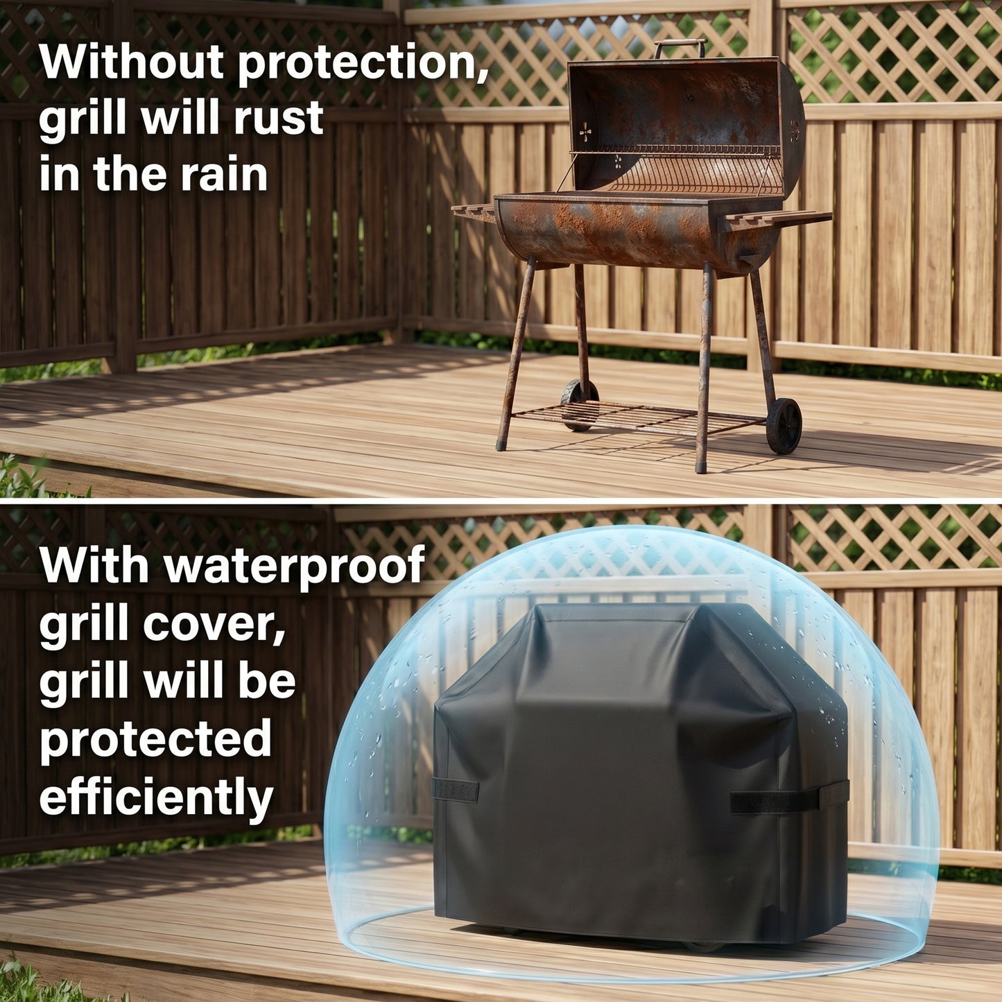 OHHANI Grill Covers, 58"W x 24"D x 46"H Outdoor, 210D Oxford with Adjustable Drawstring & Storage Bag, UV Protect, for BBQ