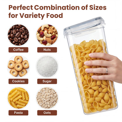 Riousery Airtight Food Storage Containers with Lids, 8-Piece Plastic Kitchen Pantry Canister Set for Cereal, Flour and Dry Food, with Labels and Marker