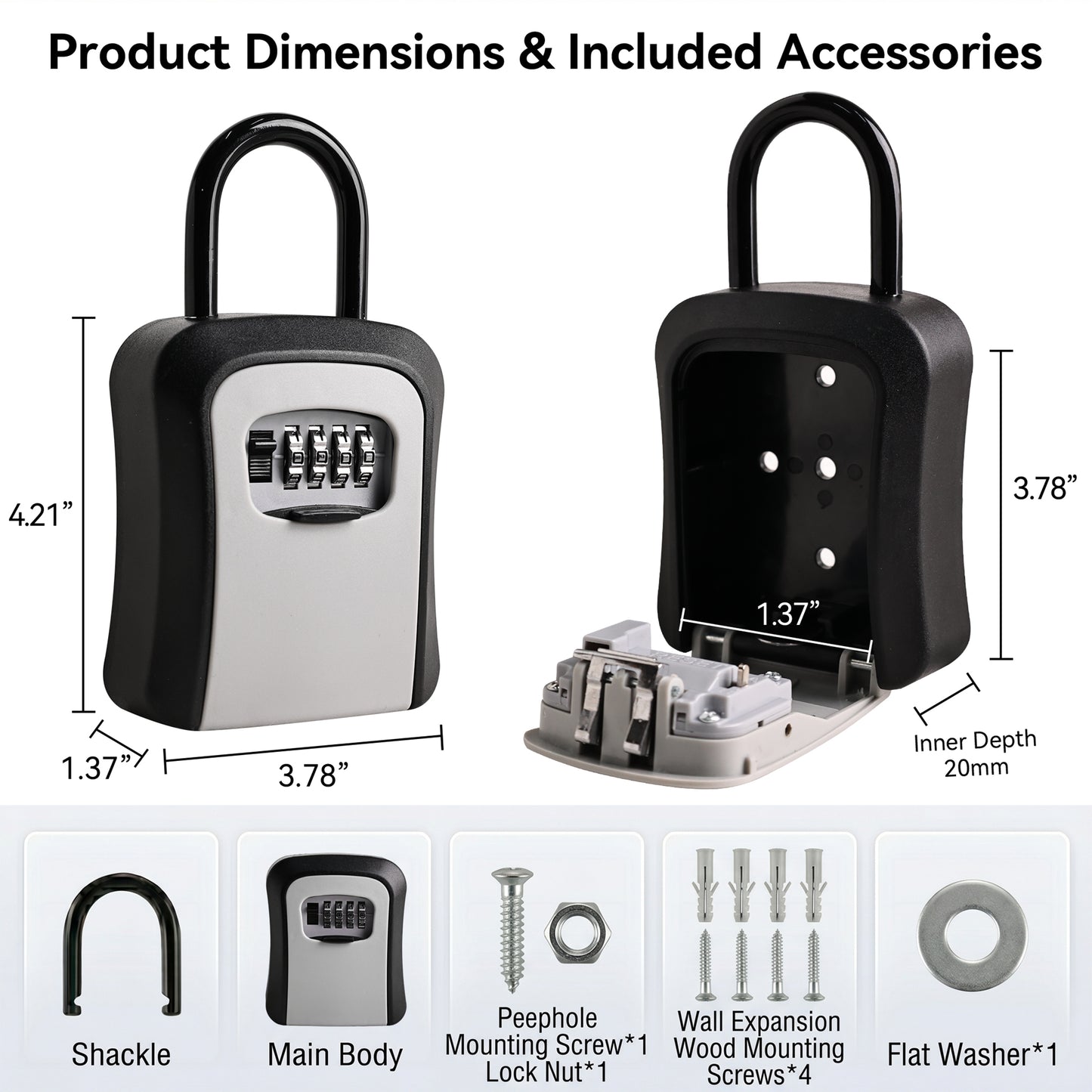 Alylo Key Lock Box, Wall Mount Safe & 4-Digit Resettable Key Storage for Home Outdoor