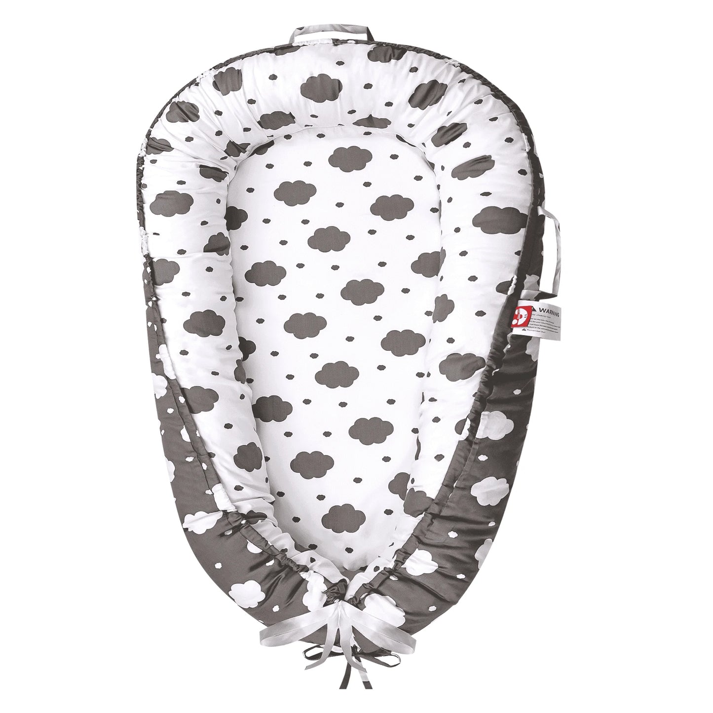 TAYYEE Baby Playmat for 0-24 Months, Portable Infant Lounger with Carry Handle, Gray, 34 x19 Inches