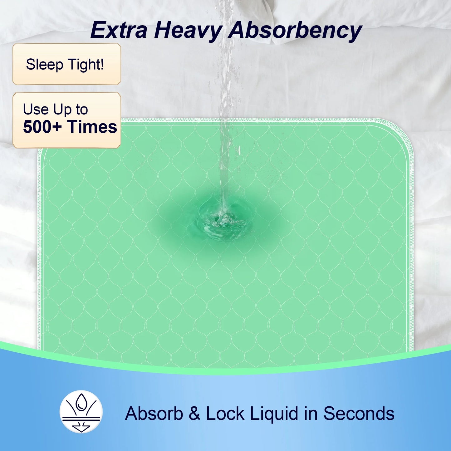 BOKYAN Washable Bed Pads 4 Pack 18"x 24", Reusable Incontinence Underpads with Extra Heavy Absorbency for Diaper Changing, Pee Pads, Puppy Pads, Waterproof Sofa Protector, Green and Blue