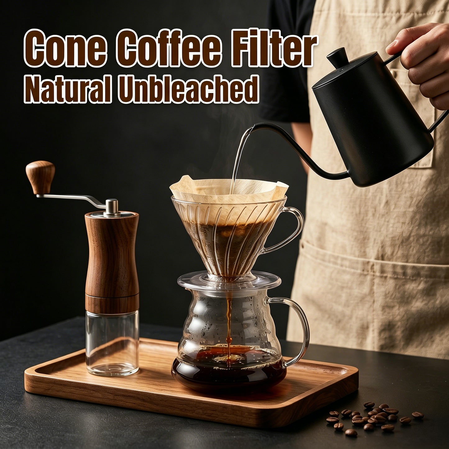 M Buder 200 Count Coffee Filters 2-4 Cup, Unbleached Coffee Filters, Natural Disposable Filter Paper for Coffee Maker