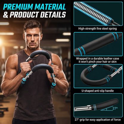 Feeray Twister Arm Trainer for Men, 66-110 LBS Adjustable Chest Workout Equipment, Home Fitness Spring Resistance, Black/Blue