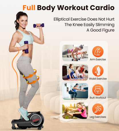 OPMUKIN Under Desk Elliptical, 8 Adjustable Speeds, Portable Foot & Leg Pedal Exerciser, Max Load 360lbs, Black