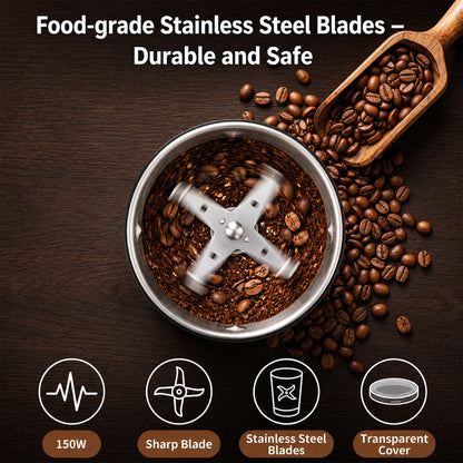 M Buder Electric Coffee Grinder, Spice Grinder with Stainless Steel 2 Blades, Electric Grinder For Coffee, Spices, Herbs & Garlic