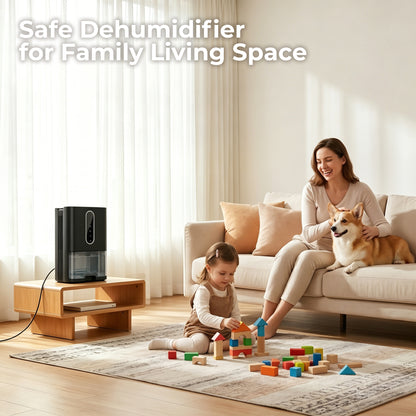 Dehumidifier for Home, 67oz Water Tank, (1000 sq.ft) Quiet Portable Dehumidifiers for Bathroom, Auto Shut Off, Sleep Mode, 5 Color Light