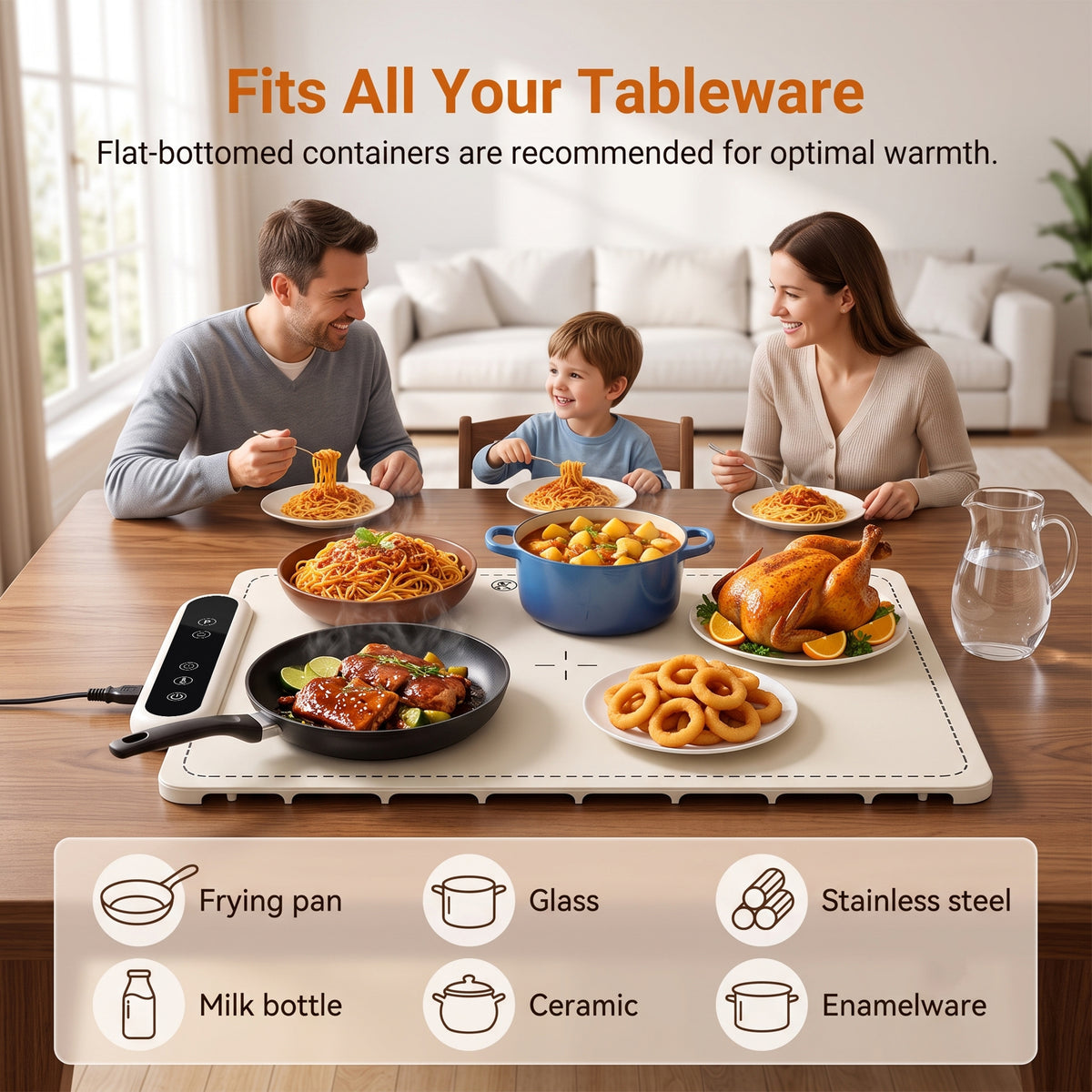 M Buder Food Warming Tray, Electric Warmer Mat, Portable Warmer for Party, Family Dinner, Residential, 3 Adjustable Temperature and Timer