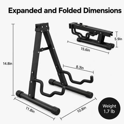 MORSUMA Foldable Guitar Stand, Thickened Metal A-Frame Bracket, Black, 1-Pack