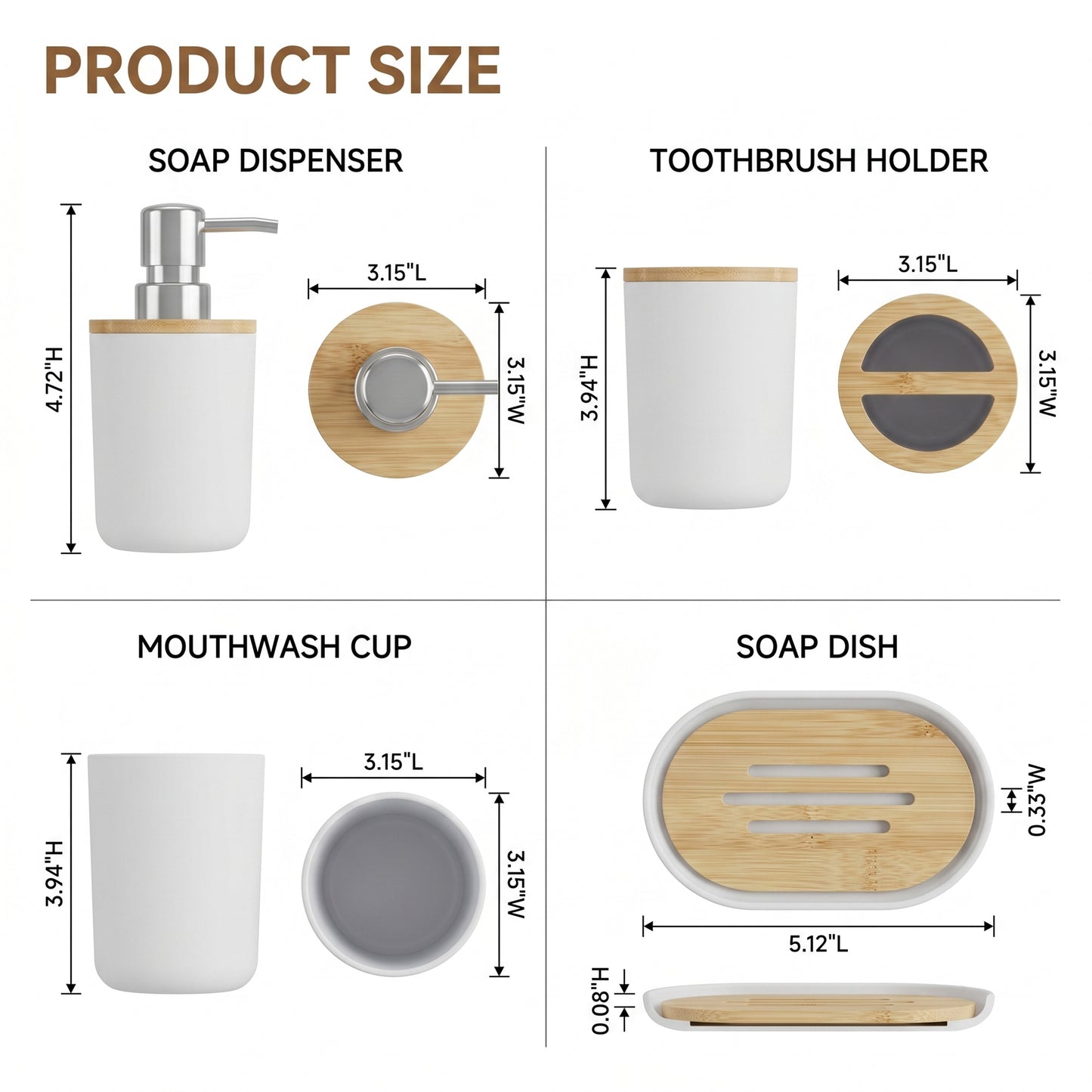 LZSDS Soap Dispenser Set 4 Piece, Plastic Countertop Lotion Dispenser for Bathroom Vanity with Tray Accessories