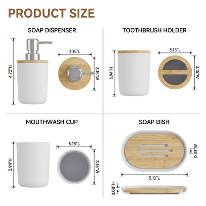 LZSDS Soap Dispenser Set 4 Piece, Plastic Countertop Lotion Dispenser for Bathroom Vanity with Tray Accessories