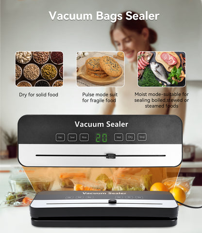 M Buder Vacuum Sealer Machine, Automatic Sealing for Food Storage with Cutter, 5 Modes, Residential, Commercial