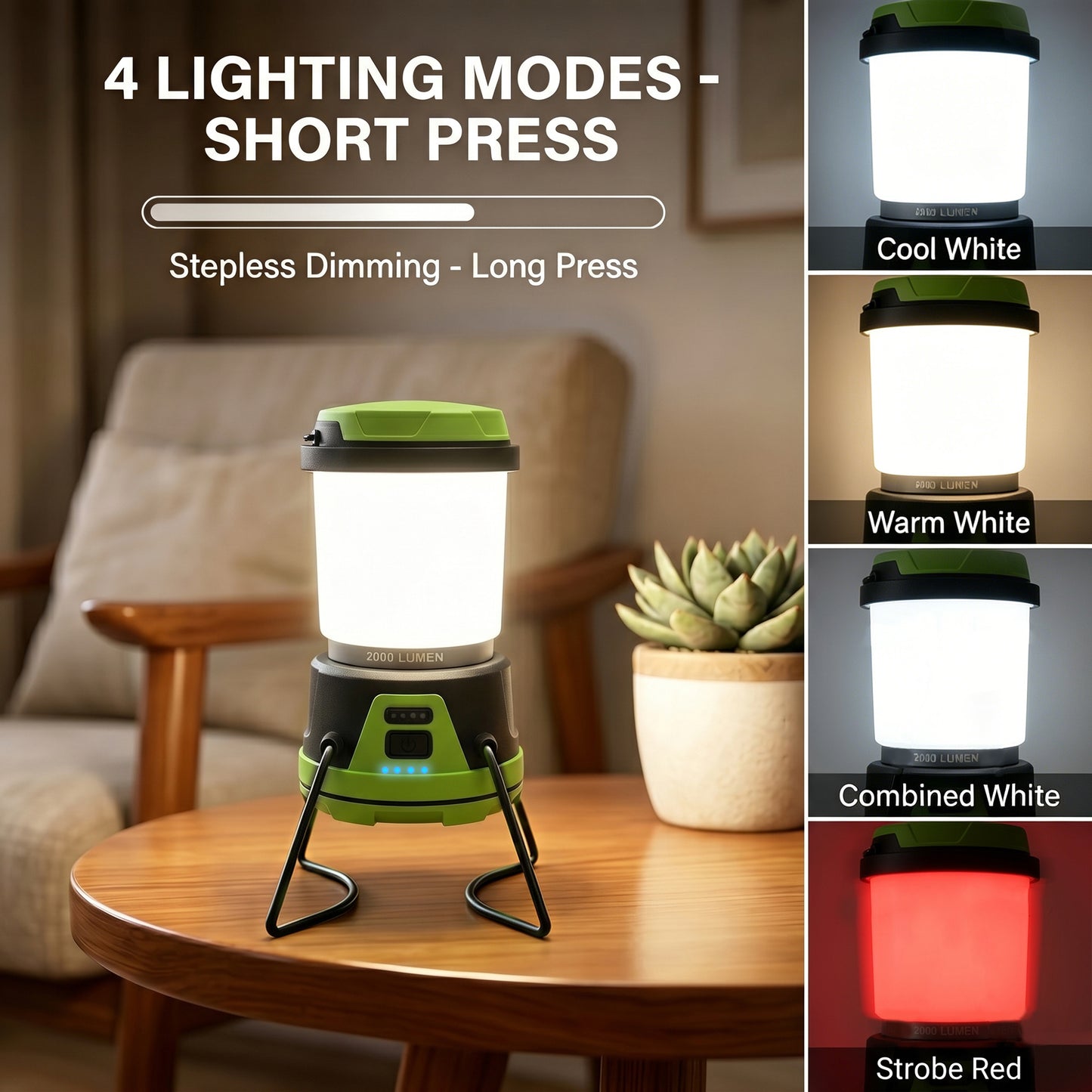 OHHANI Camping Lantern 2000LM 4000mAh Rechargeable Camping Lights with 4 Light Modes for Power Outages, Hiking, Fishing, Tents, Home