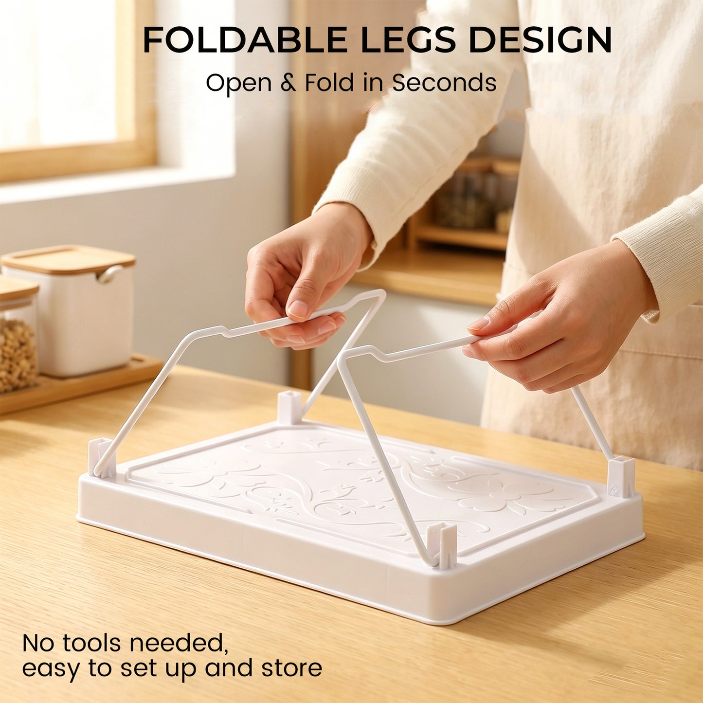 Riousery 2-Pack Stackable Cabinet Organizer Shelves, Foldable Kitchen Cabinet Storage Rack, PET Shelf with Stainless Steel Legs, 12.3" L x 8.8" W x 6.8" H, White