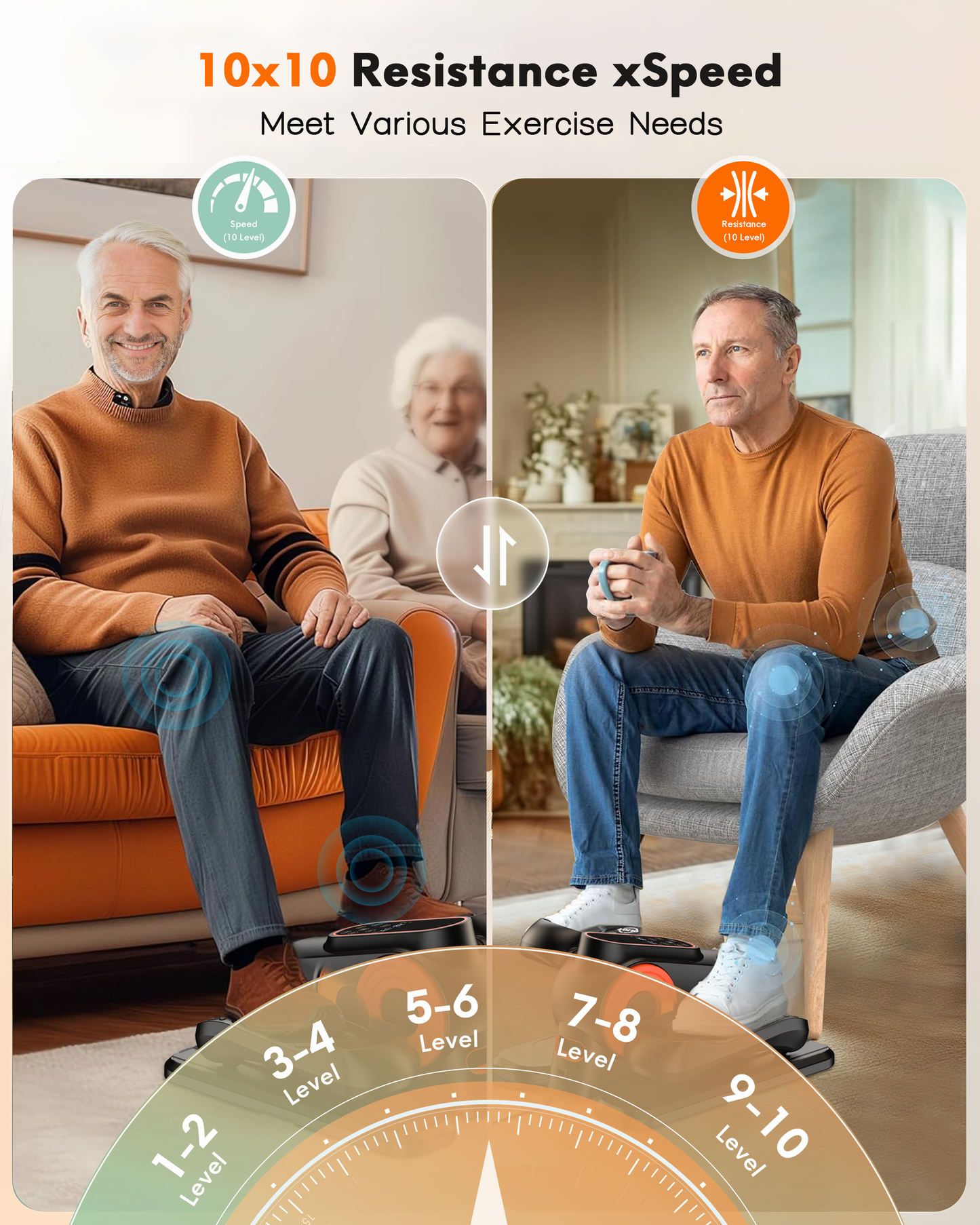 AOLIGO Under Desk Elliptical Machine, Compact Seated Leg Exerciser with 10 Resistance Levels, Quiet & Portable