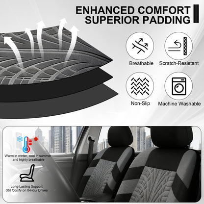 FLORAY 9-Piece Car Seat Covers - Airbag Safe, Thickened, Split Rear, Machine Washable - Universal Fit for Cars, SUVs, Trucks, Gray