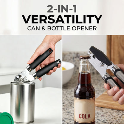 M Buder Can Opener Manual, Stainless Steel Can Opener with Smooth Edge, Ergonomic Handle, Black