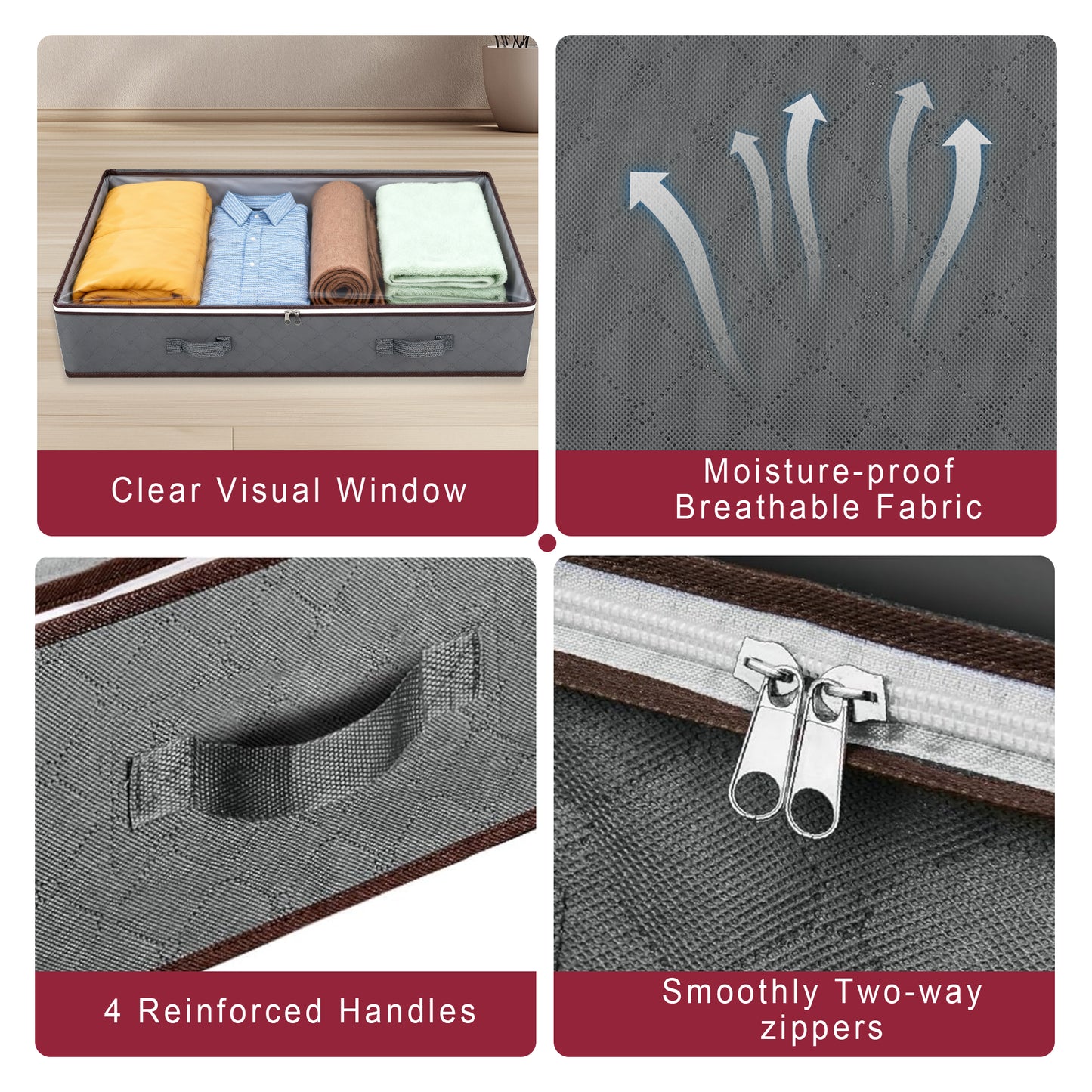 WEENEED 90L Under Bed Storage Bag, Foldable Closet Organizer for Blankets, Towels, Comforter, Sweaters, Linen Sheets