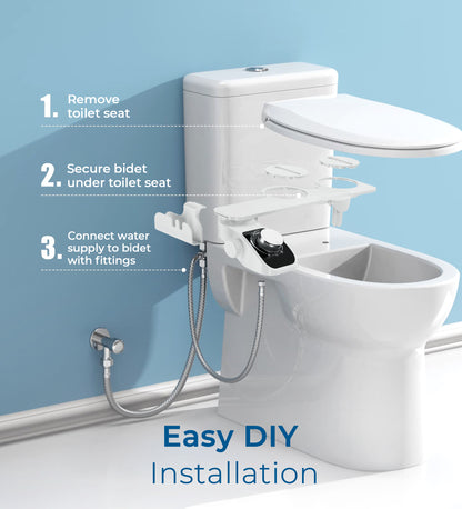 Hodvit Dual Nozzle Non-Electric Bidet Toilet Attachment with Filtration and Self-Cleaning, Adjustable Pressure Control