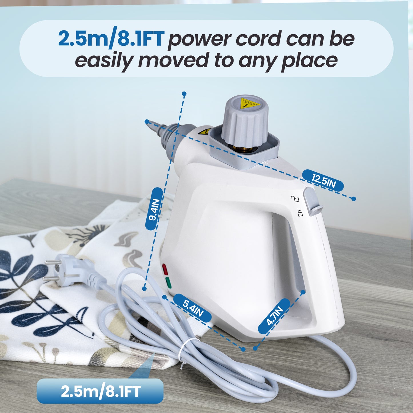 BIMZUC Handheld Steam Cleaner, 1000W Multi-Surface Cleaner with 9 Accessories, Compact Design, White