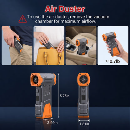 MORSUMA 3-in-1 Compressed Air Duster, 130000 RPM, Orange and Silver, 1-Pack