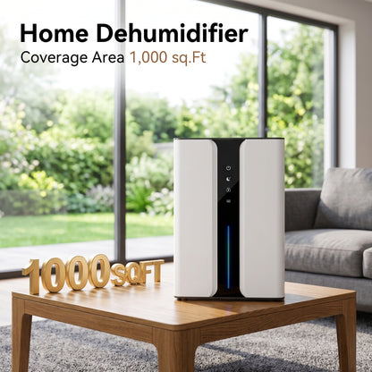 Reelexia Home Dehumidifier with 100 oz Large Water Tank, 1000 sq.ft Dehumidifiers for Bathroom, with Relaxing Ambient Light,Touchscreen Display