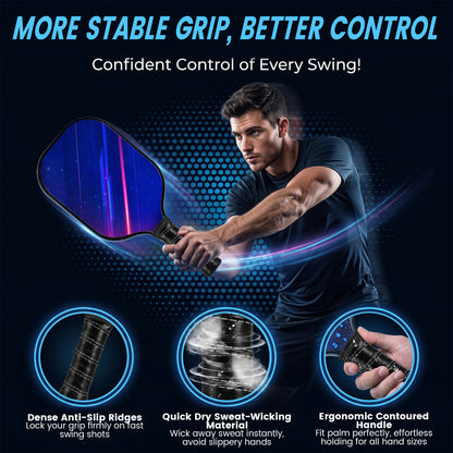 Feeray Pickleball Paddles Set of 2, USAPA Approved Lightweight Graphite Rackets with Honeycomb Core, 4 Balls and Backpack