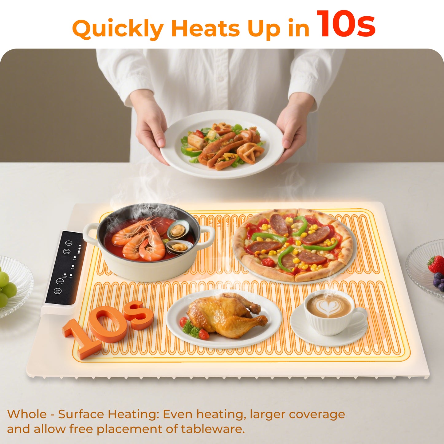 M Buder Food Warming Tray, Electric Warmer Mat, Adjustable Temperature and Timer, Portable Warmer for Party, Family Dinner, Residential