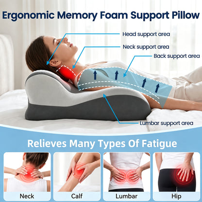 Alylo Ergonomic Prone Sleeping Wedge Pillow with Adjustable Head Rest, Foam Bed Cushion, Gray
